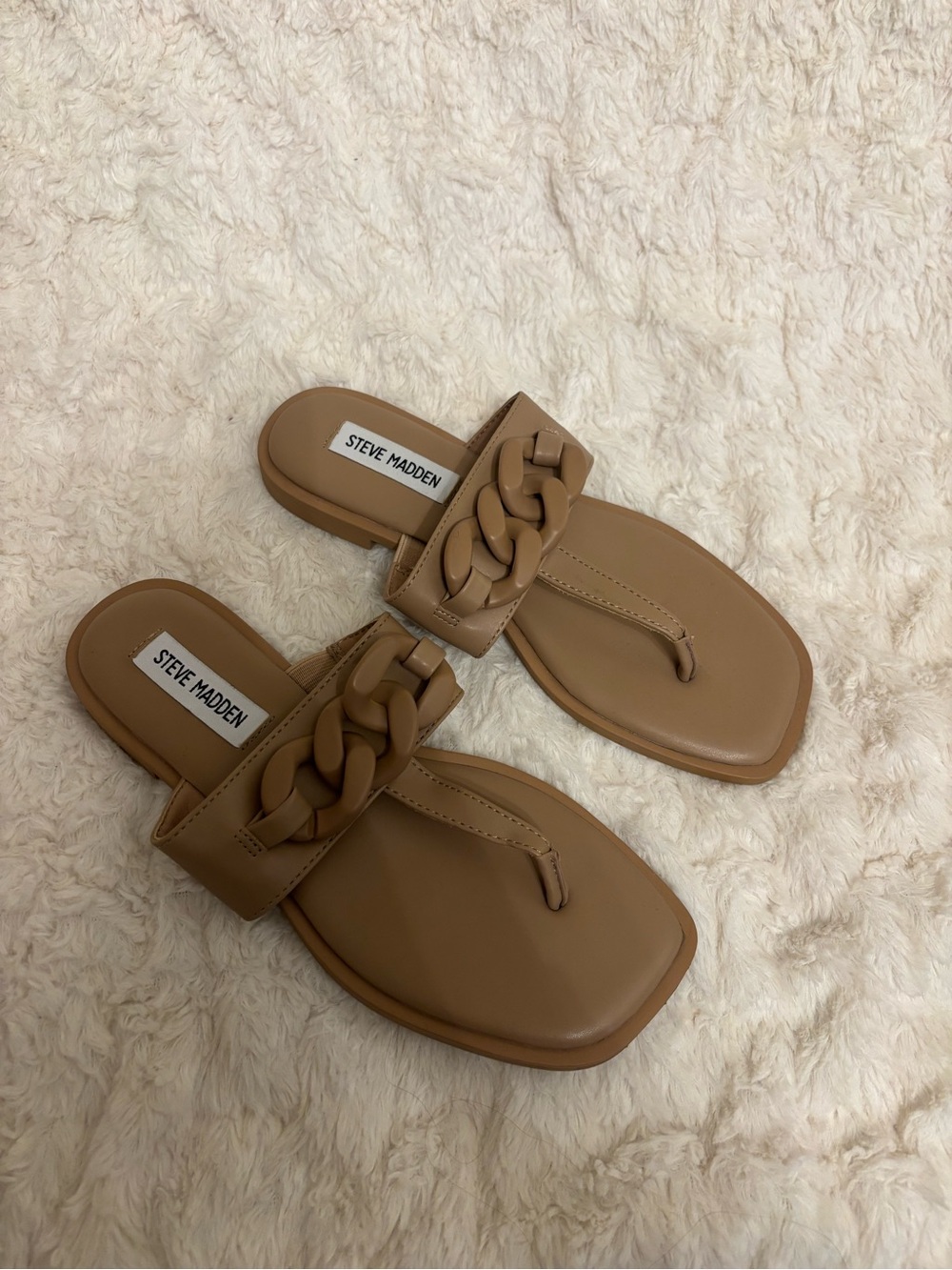 Steve Madden Brown Chain-Link Thong Sandals